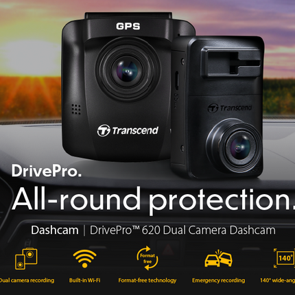 Transcend DrivePro 620 Dual Camera Dashcam with 2X 32GB microSD, Black