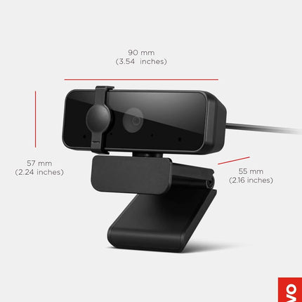 Lenovo Essential FHD Webcam Gen 2, Full HD, 1080p, Dual Microphones, 85 Degree FOV, 30 fps, USB-A Connection, Bulit-in Manual Privacy Shutter, Black