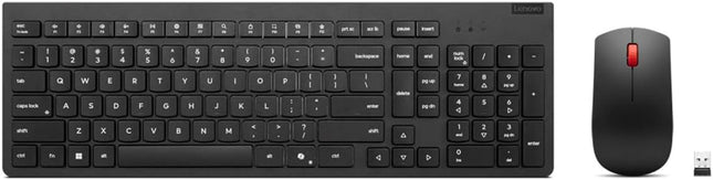 Lenovo Essential Wireless Combo Keyboard & Mouse Gen 2 US English, 2.4 GHz Wireless USB Connection, AES-128 Encryption for the Keyboard, Full-Size Right or Left Hand Optical Sensor Mouse, Black