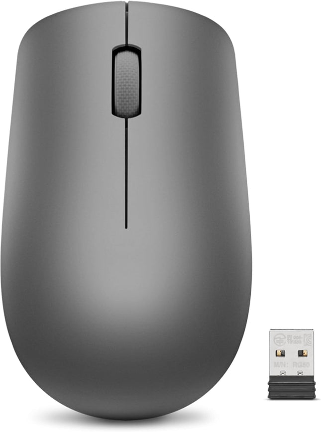 Lenovo 530 Wireless Mouse – Full Size Computer Mouse for PC, Laptop, Windows Computer - 2.4 GHz Nano USB Receiver - Ambidextrous Design - 12 Months Battery Life – Cordless