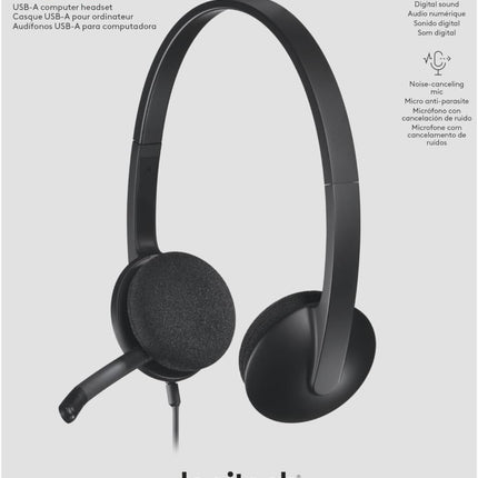 Logitech USB Headset H340, Stereo, USB Headset for Windows and Mac Black