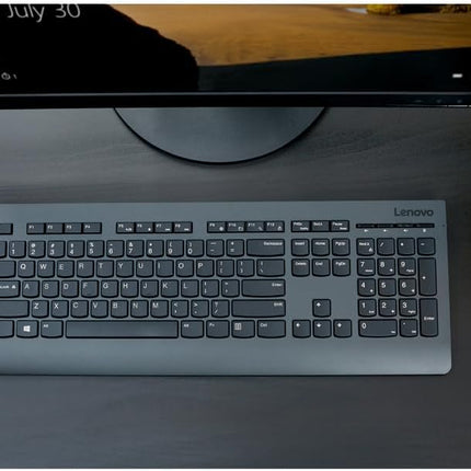 Lenovo Professional Wireless Keyboard and Mouse Combo, 2.4 GHz USB Wireless Receiver, Full Size Ambidextrous Mouse, 24 Month Battery Life, Black