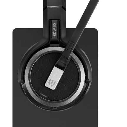 EPOS Impact 5000 Go MS Stereo Wireless Headset – Premium DECT Technology, Teams Certified, Noise-Cancelling Mic, Long-Range Freedom & Foldable Charging Stand