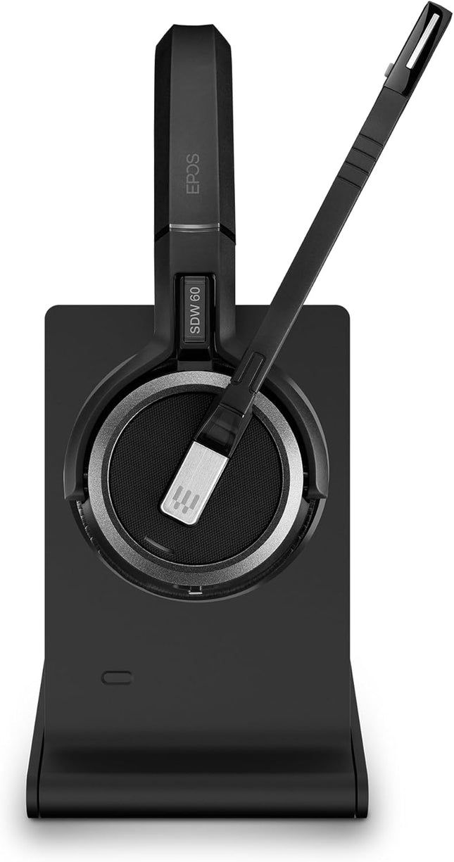 EPOS Impact 5000 Go MS Stereo Wireless Headset – Premium DECT Technology, Teams Certified, Noise-Cancelling Mic, Long-Range Freedom & Foldable Charging Stand