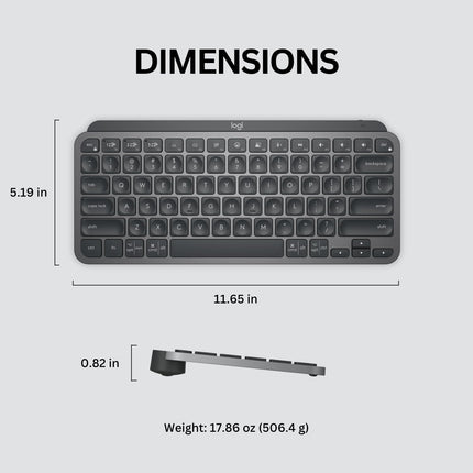 Logitech MX Keys Mini Minimalist Wireless Illuminated Keyboard, Compact, Bluetooth, Backlit, USB-C, Compatible with Apple macOS, iOS, Windows, Linux, Android, Metal Build - Graphite