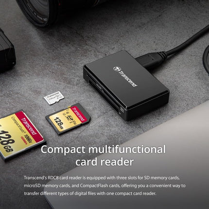 TRANSCEND TS-RDC8K All-in-1 Multi Memory Card Reader, USB 3.1 Gen 1 with a reeversible Type-C