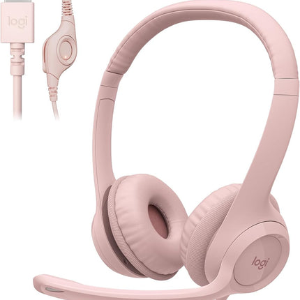 Logitech H390 Wired Headset for PC/Laptop, Stereo Headphones with Noise Cancelling Microphone, USB-A, in-Line Controls, Works with Chromebook