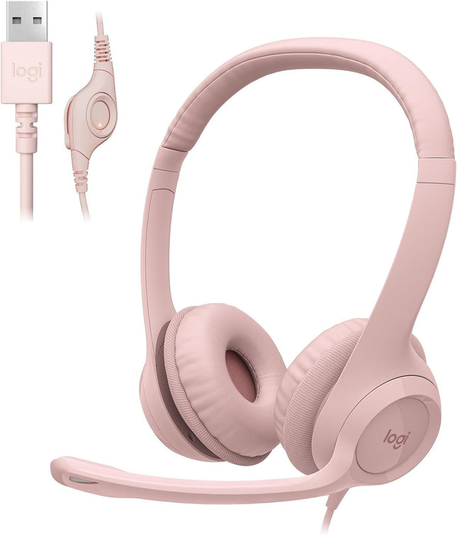 Logitech H390 Wired Headset for PC/Laptop, Stereo Headphones with Noise Cancelling Microphone, USB-A, in-Line Controls, Works with Chromebook