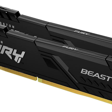 Kingston Fury Beast Black 16GB Kit (2x8GB) 3200Mhz DDR4 CL16 UDIMM Memory Gamer for PC Black (KF432C16BBK2/16) | AMD EXPO | Kit of 2 | KF432C16BBK2/16