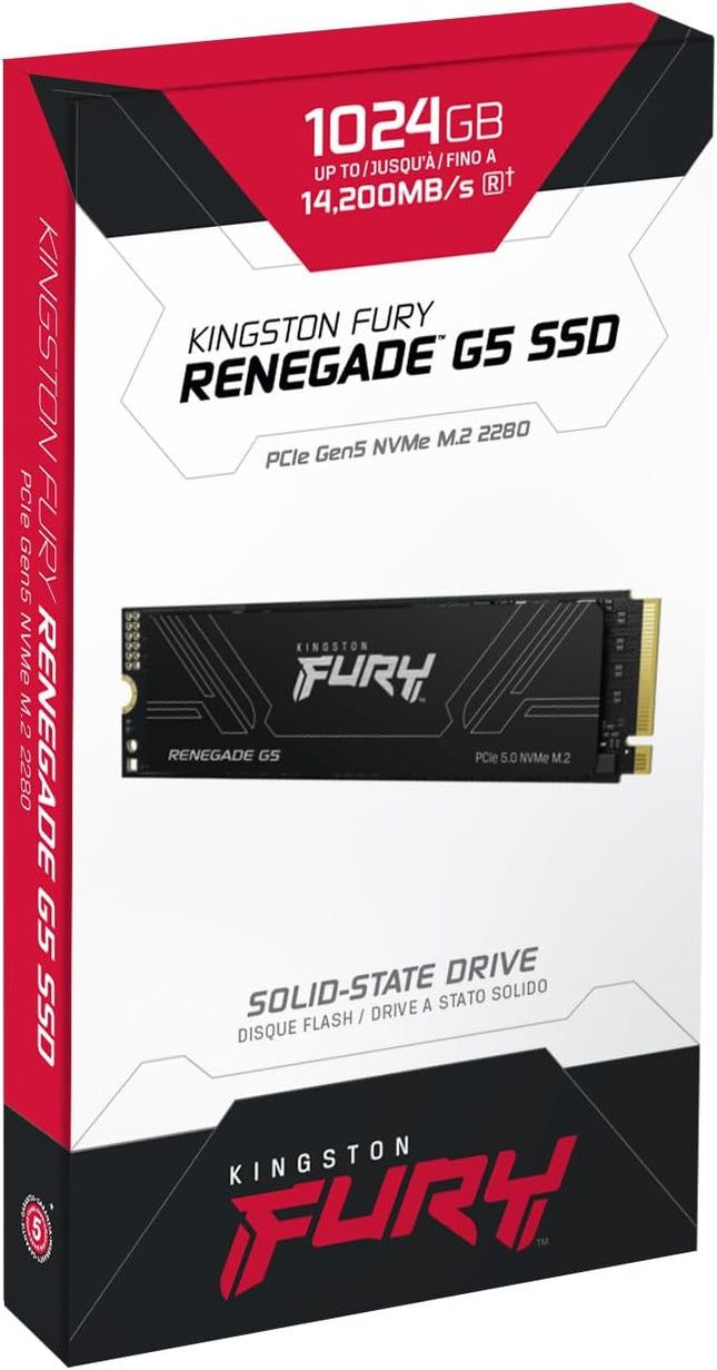 Kingston Fury Renegade G5 NVMe SSD | PCIe 5.0 M.2 2280 | Up to 14,800MB/s