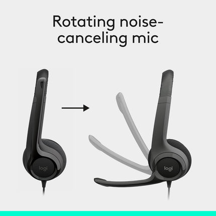 Logitech H390 Wired Headset for PC/Laptop, Stereo Headphones with Noise Cancelling Microphone, USB-A, in-Line Controls, Works with Chromebook
