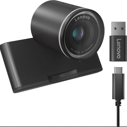 Lenovo 4K Pro Webcam, AI Noise Cancellation and Enhanced Image Quality, 4K Resolution, 4X Digital Zoom, Physical Privacy Shutter, Auto Light Adjustment, Directional Microphone,Teams Certified, Black