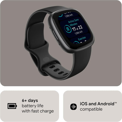 Google Fitbit Versa 4 Fitness Smart Watch for Men and Women with Daily Readiness, Gps, 24/7 Heart Rate, 40+ Exercise Modes, Sleep Tracking and More, One Size (S and L Bands Included