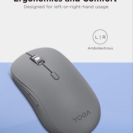 Lenovo Yoga Bluetooth Silent Mouse, 3 Level DPI Adjustment, 36 Month Battery Life, Bluetooth 5.3, 3 Device Paring, Whisper Quiet, Programmable Buttons, Smooth Finish, Tidal Teal