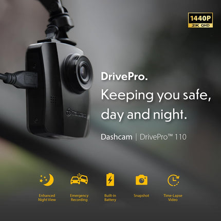 Transcend DrivePro 110 Car Video Recorder Dash Cam Full HD 1080p/30FPS 64GB Micro SD Card Included
