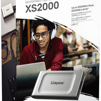 Disque SSD portable hautes performances Kingston XS2000 avec USB-C | Format de poche | USB 3.2 Gen 2x2 | Disque dur externe SSD | Jusqu'à 2000 Mo/s