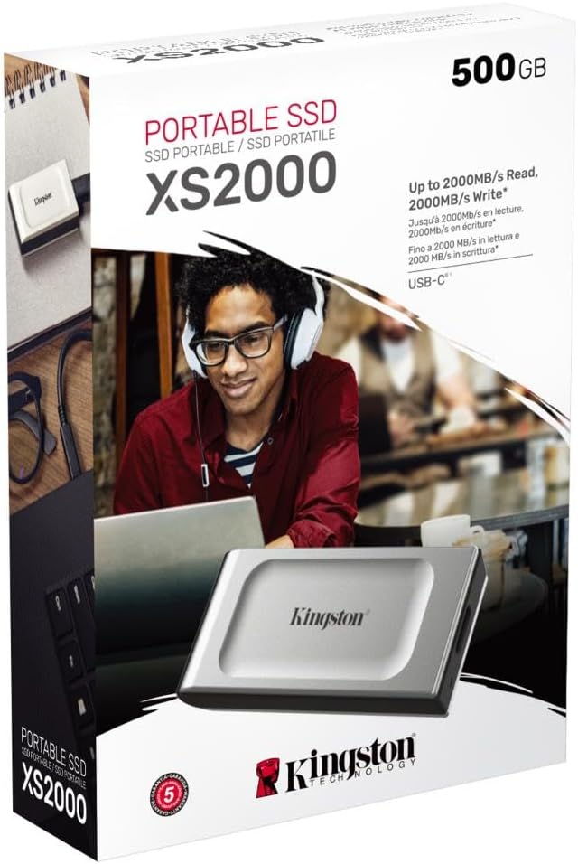 Kingston XS2000 High Performance Portable SSD with USB-C | Pocket-sized | USB 3.2 Gen 2x2 | External Solid State Drive | Up to 2000MB/s