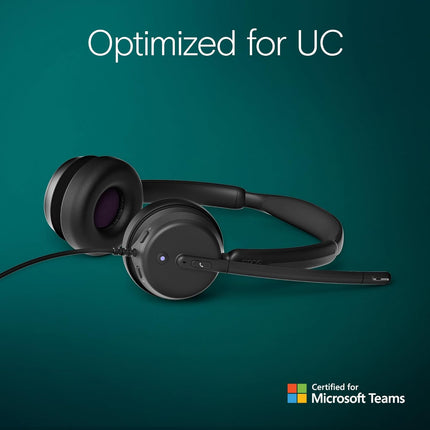 EPOS Impact 460T Binaural On-Ear USB C and USB A Wired Headset with Dual Noise-Canceling Mics, Microsoft Teams Certified, Plug-and-Play, Ideal for Office, Remote Work, Zoom & Business Calls