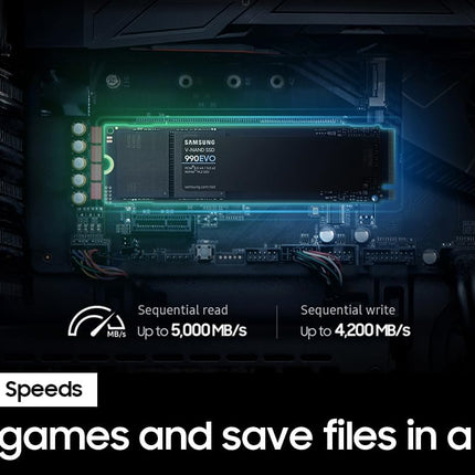 SAMSUNG 990 EVO SSD , PCIe 5.0 x2 M.2 2280, Speeds Up-to 5,000MB/s, Upgrade Storage for PC/Laptops, HMB Technology and Intelligent Turbowrite