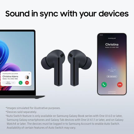 Samsung Galaxy Buds3 FE, Black (2025, CAD Version & Warranty) - Bluetooth Earbuds with AI Real-Time Live Translate, Auto Pairing & Switching, Sweat and Water Resistance, Find My Earbuds Mode
