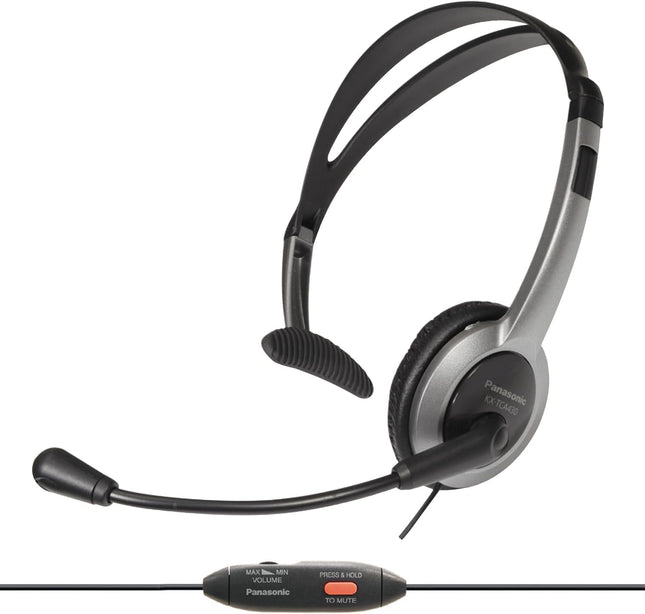 Panasonic KXTCA430S Comfort-Fit Foldable Headset with 2.5mm Jack, Silver