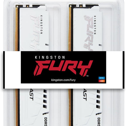 Kingston Fury Beast White 32GB 6000MT/s DDR5 CL30 DIMM (Kit of 2) Desktop Gaming Memory - KF560C30BWEK2-32