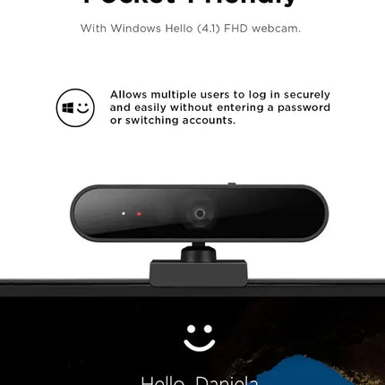 Lenovo Performance FHD Webcam, 1080p FHD, USB-C,Log-on with Windows Hello, Dual Microphones, 95 Degree Lens and 4X Digital Zoom, Sliding Privacy Shutter, Black