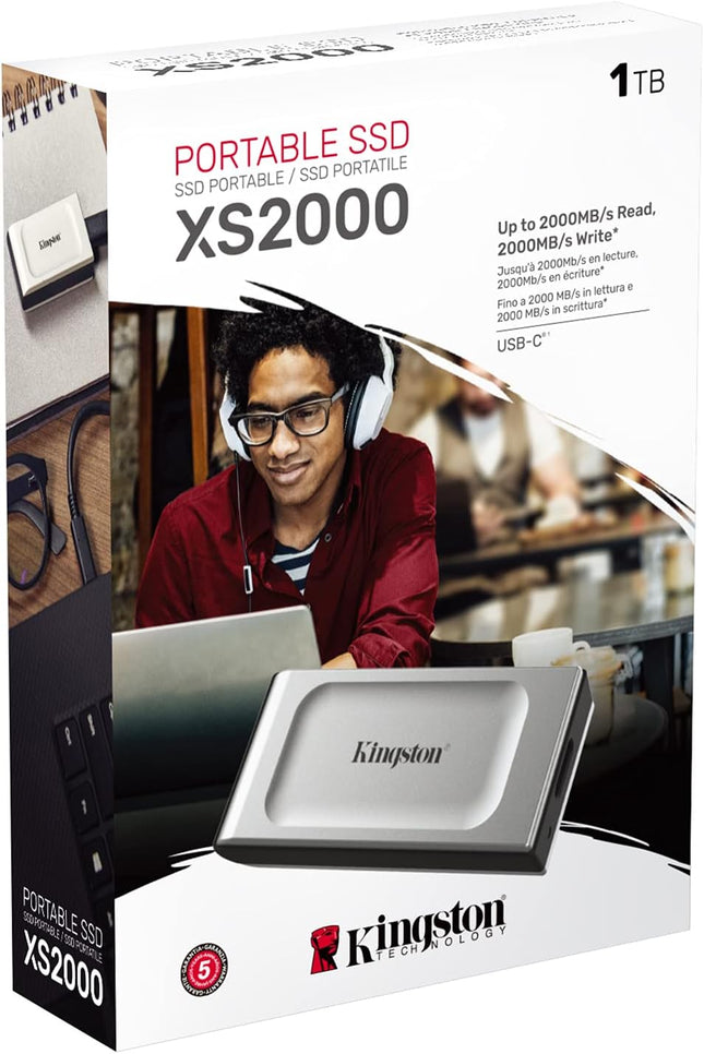 Kingston XS2000 High Performance Portable SSD with USB-C | Pocket-sized | USB 3.2 Gen 2x2 | External Solid State Drive | Up to 2000MB/s