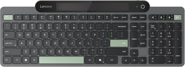 Lenovo 800 Bluetooth Wireless Keyboard with Backlight for Charging, Bluetooth 5.1, Supports 3 Devices, Battery-Free, Wireless, Grey