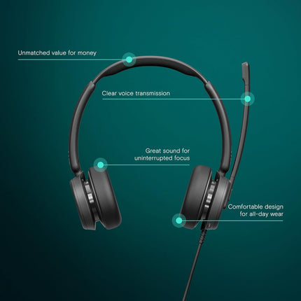 EPOS Impact 460 Binaural On-Ear USB C and USB A Wired Headset with Noise-Canceling Mic, Plug-and-Play, Sound, Comfortable Fit, Ideal for Office, Home & Business Communication