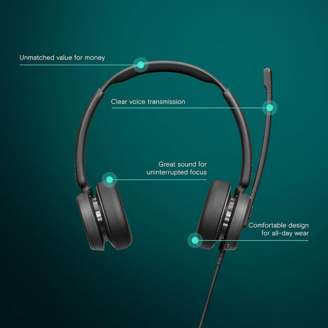 EPOS Impact 460 Binaural On-Ear USB C and USB A Wired Headset with Noise-Canceling Mic, Plug-and-Play, Sound, Comfortable Fit, Ideal for Office, Home & Business Communication