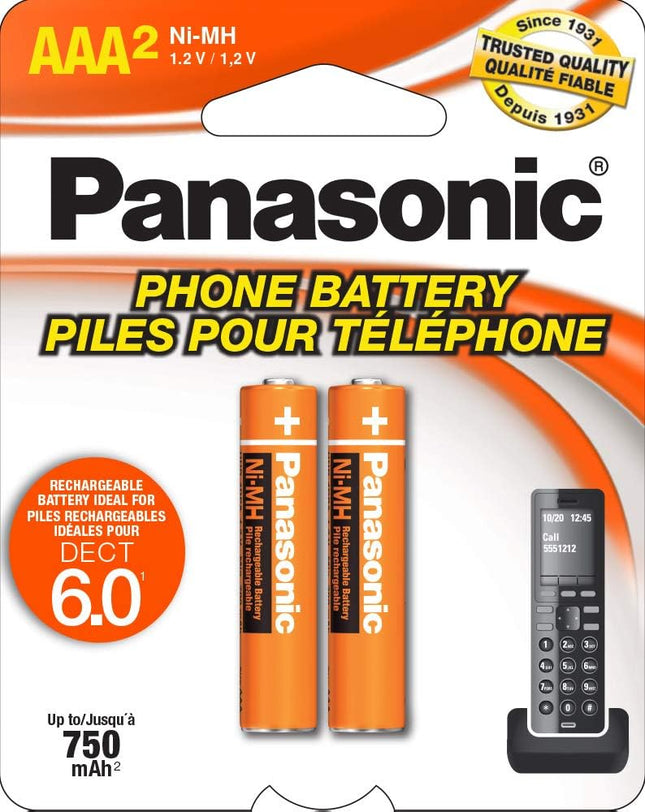 Panasonic Genuine HHR-4DPA/4B AAA NiMH Rechargeable Batteries for DECT Cordless Phones, in Child Resistant, Standards Based Packaging