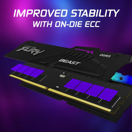 Kingston Fury Beast RGB 32GB (2x16GB) 6000MT/s DDR5 CL30 Desktop Memory | AMD Expo | Plug N Play | Kit of 2 | KF560C30BBEAK2-32