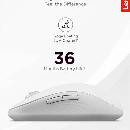 Lenovo Yoga Bluetooth Silent Mouse, 3 Level DPI Adjustment, 36 Month Battery Life, Bluetooth 5.3, 3 Device Paring, Whisper Quiet, Programmable Buttons, Smooth Finish, Tidal Teal