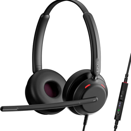 EPOS Impact 760T Office Headset – Certified for Microsoft Teams, Noise-Cancelling, USB-C, Dual-Sided, with Adaptive Beamforming Mic, AI, ActiveGard, Busylight, All-Day Comfort Leatherette Earpads