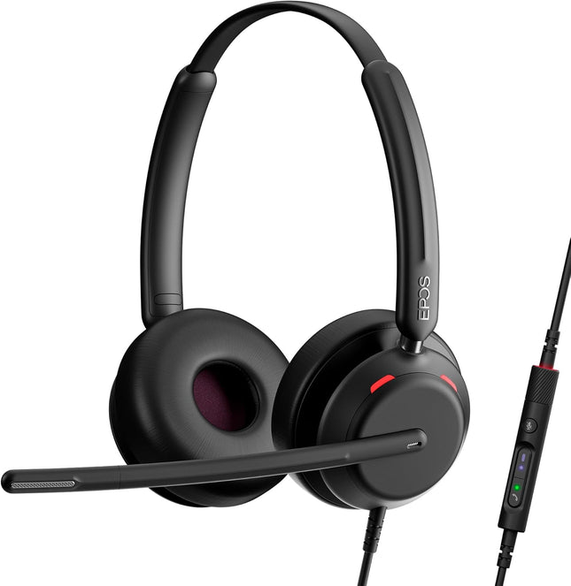 EPOS Impact 760T Office Headset – Certified for Microsoft Teams, Noise-Cancelling, USB-C, Dual-Sided, with Adaptive Beamforming Mic, AI, ActiveGard, Busylight, All-Day Comfort Leatherette Earpads
