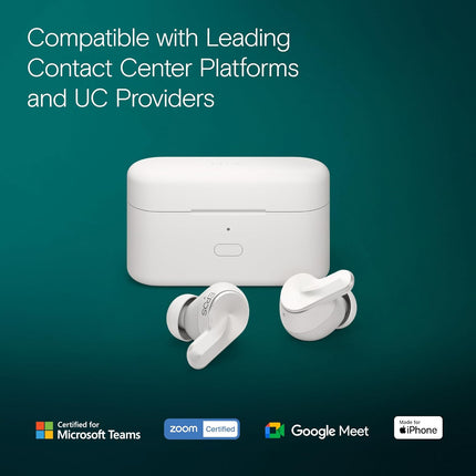 EPOS ADAPT E1 True Wireless Earbuds White - Hybrid ANC, Multi-Point Bluetooth, Microsoft Teams & Made for iPhone Certified, 50H Battery, Wireless Charging, Semi Open, USB C Dongle IPX5 Water Resistant