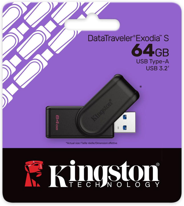 Kingston DataTraveler Exodia S USB Flash Drive | USB 3.2 Gen 1 Speed | Swivel Cap Design