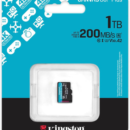 Kingston Canvas Go Plus microSDXC Memory Card Gen4 200MB/s A2 U3 V30 Single Package Without Adaptor