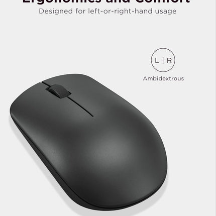 Lenovo 530 Wireless Mouse – Full Size Computer Mouse for PC, Laptop, Windows Computer - 2.4 GHz Nano USB Receiver - Ambidextrous Design - 12 Months Battery Life – Cordless