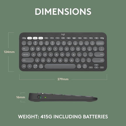 Logitech Pebble Keys 2 K380s, Multi-Device Bluetooth Wireless Keyboard with Customizable Shortcuts, Slim and Portable, Easy-Switch for Windows, macOS, iPadOS, Android, Chrome OS
