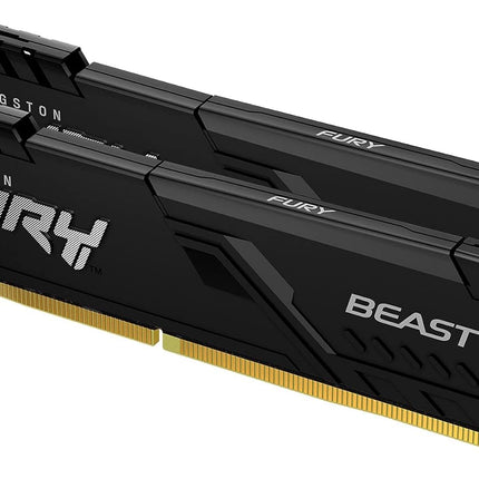 Kingston Fury Beast Black 16GB Kit (2x8GB) 3200Mhz DDR4 CL16 UDIMM Memory Gamer for PC Black (KF432C16BBK2/16) | AMD EXPO | Kit of 2 | KF432C16BBK2/16