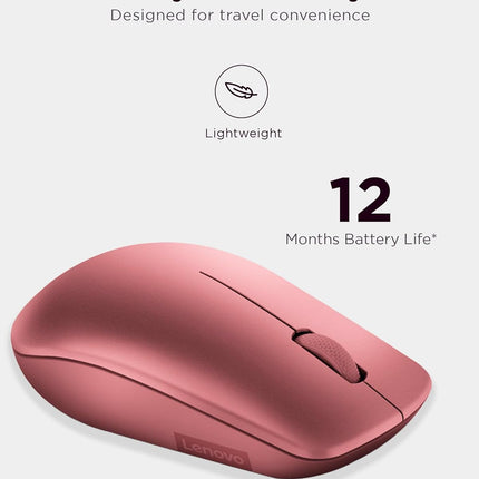Lenovo 530 Wireless Mouse – Full Size Computer Mouse for PC, Laptop, Windows Computer - 2.4 GHz Nano USB Receiver - Ambidextrous Design - 12 Months Battery Life – Cordless