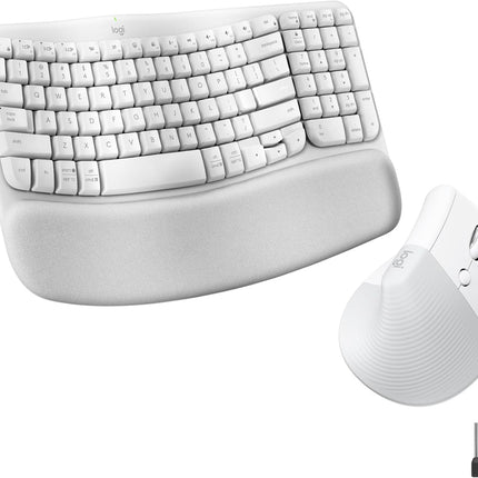 Logitech Wave Keys & Lift Vertical Mouse - Ergonomic Wireless Keyboard and Mouse Combo - with Cushioned Palm Rest, Easy-Switch, Bluetooth, for Multi-OS, Windows/Mac