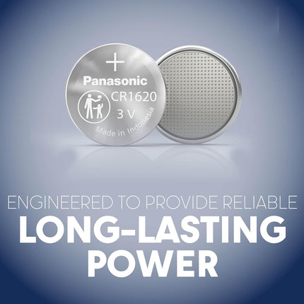 Panasonic CR1620 3.0 Volt Long Lasting Lithium Coin Cell Batteries in Child Resistant, Standards Based Packaging