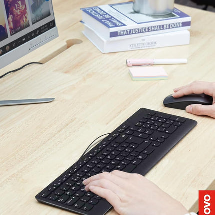 Lenovo 300 USB Keyboard, Wired, Adjustable Tilt, Ergonomic, Windows 7/8/10, GX30M39655, Black