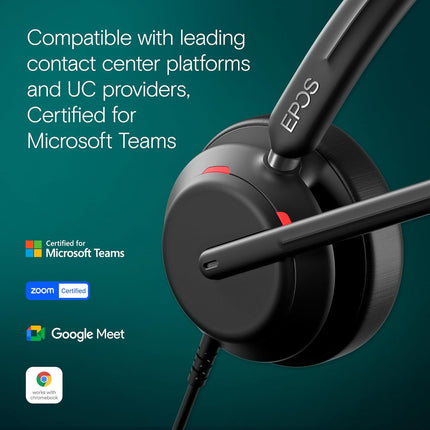EPOS Impact 760T Office Headset – Certified for Microsoft Teams, Noise-Cancelling, USB-C, Dual-Sided, with Adaptive Beamforming Mic, AI, ActiveGard, Busylight, All-Day Comfort Leatherette Earpads