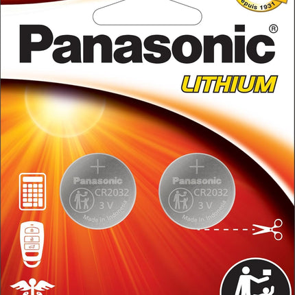 Panasonic CR2032 3.0 Volt Long Lasting Lithium Coin Cell Batteries in Child Resistant, Standards Based Packaging