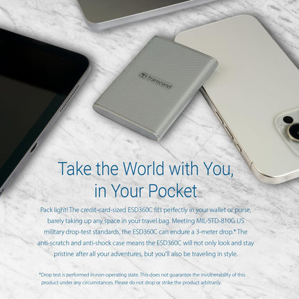 Transcend , External Solild State Drive, Portable SSD, Compatible w/iPhone 4K ProRes, Up to 2000 MB/s,Type C
