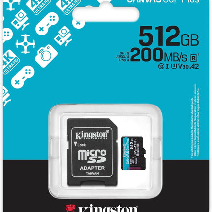 Kingston Canvas Go Plus microSD Card | Up to 200MB/s | Class 10, UHS-I, U3, V30, A2